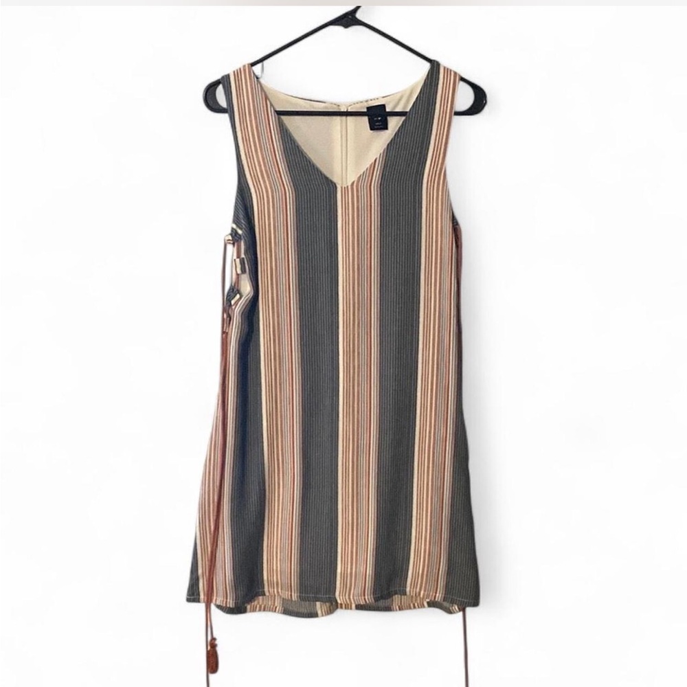 Striped Dress with Tie Tassel Details